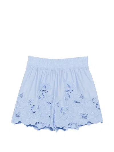 Ermanno Scervino Broderie-anglaise Scalloped Shorts In Blue