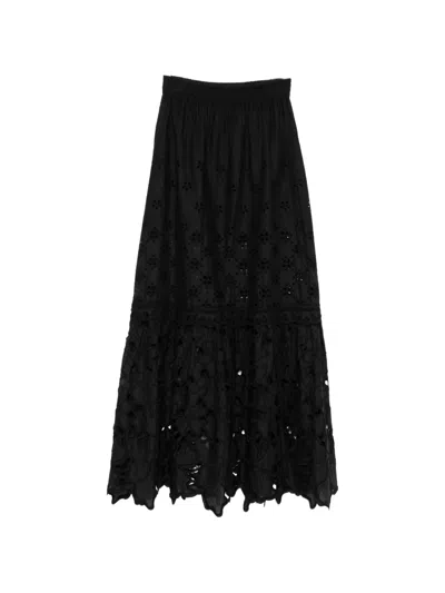 Ermanno Scervino Broderie-anglaise Scalloped-hem Maxi Skirt In Blue