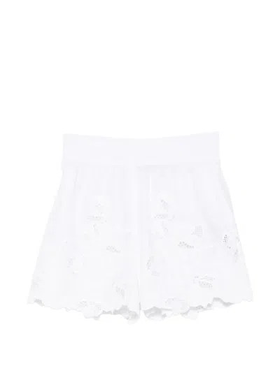 Ermanno Scervino Broderie-anglaise Scalloped-hem Shorts In White