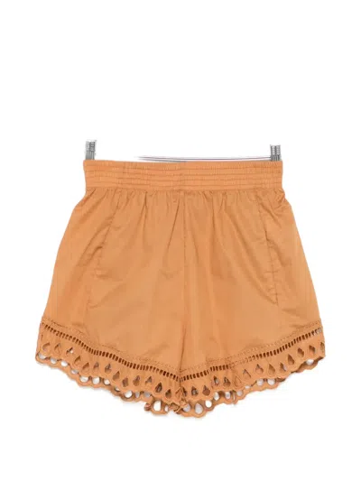 Ermanno Scervino Broderie-anglaise Shorts In Brown