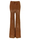 Ermanno Scervino Flared Leg Sheer Crochet Trousers In Brown