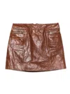 Ermanno Scervino Leather Miniskirt With Zip Pockets In Brown