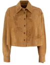 Ermanno Scervino Brown Long-sleeved Shirt With Floral Appliqués