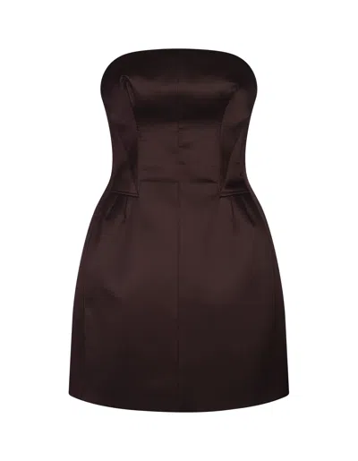 Ermanno Scervino Brown Satin Short Bustier Dress