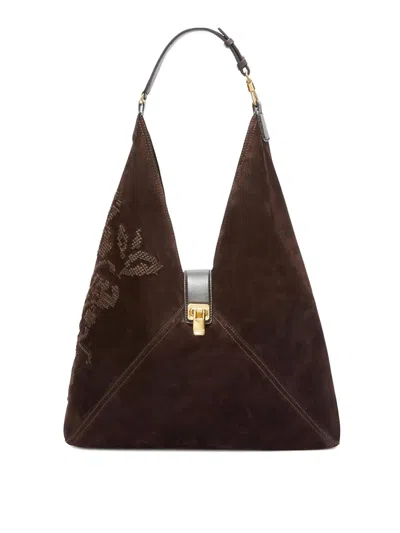 Ermanno Scervino Brown Suede Leather Tote Bag