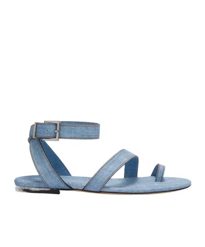 Ermanno Scervino Buckled Flat Sandals In Blue