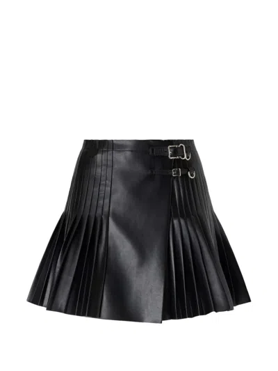 Ermanno Scervino Buckle-fastening Pleated Mini Skirt In Black