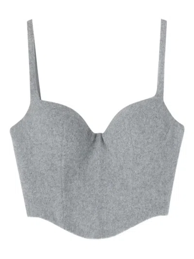 Ermanno Scervino Bustier Wool Top In Gray