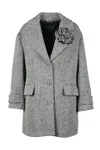 Ermanno Scervino Button Coat - White/black In Gray
