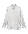 Ermanno Scervino Lustrous Silk Button-up Shirt In Gray