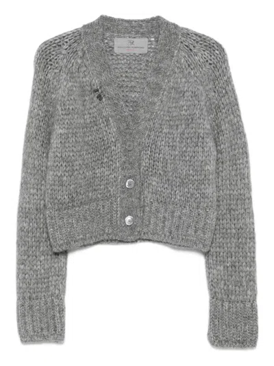 Ermanno Scervino Button-embellished Knit Cardigan In Gray