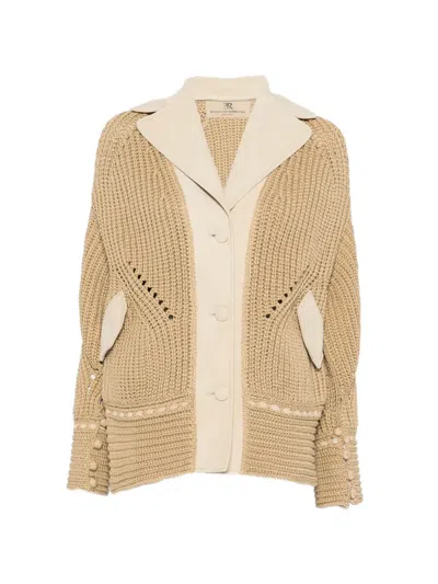Ermanno Scervino Buttoned Crochet Cardigan In Brown