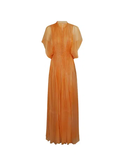 Ermanno Scervino Elegant Mini Dress With Pleated Skirt And Silk Lining In Orange