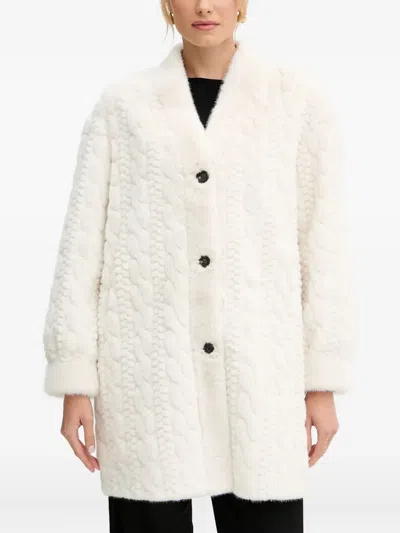 Ermanno Scervino Cable-knit Buttoned Coat In White