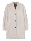 Ermanno Scervino Long-sleeved Knitted Cardigan In Neutral