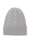 Ermanno Scervino Cable-knit Crystal-embellished Beanie In Gray