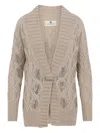 Ermanno Scervino Cable Knit Cardigan Crystal Embellishments In Neutral