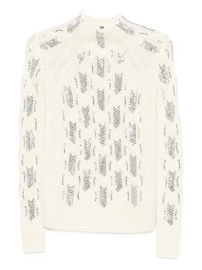 Ermanno Scervino Cable-knit Embellished Sweater In Neutral