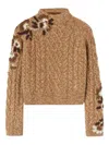 Ermanno Scervino Cable-knit Floral-embroidered Sweater In Neutral