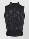 Ermanno Scervino Cropped Sleek Knitted Top With High Neck In Black