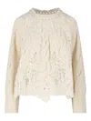 Ermanno Scervino Knitwear With Crewneck And Asymmetric Hem In Neutral