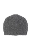 Ermanno Scervino Cable Knit Logo Hat In Gray