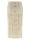 Ermanno Scervino Longuette Tricot Wool Skirt With Tulle Lining In Multi