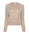 Ermanno Scervino Long-sleeve Sweater With Textured Knit In Nude