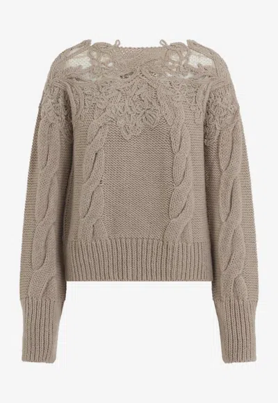 ERMANNO SCERVINO CABLE-KNIT WOOL SWEATER