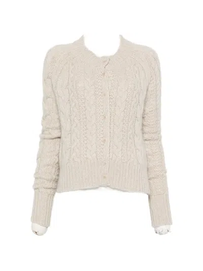 Ermanno Scervino Cable-knit Button-up Cardigan In Neutral