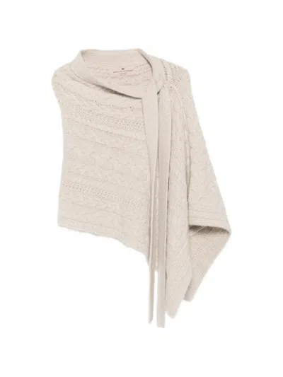 Ermanno Scervino Cable-knit Cape In Neutral
