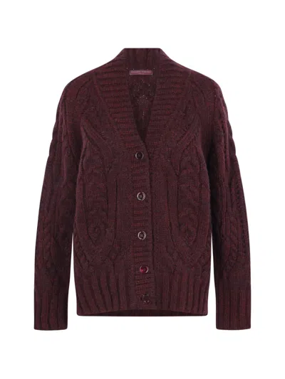 Ermanno Scervino Cable-knit Cardigan In Brown