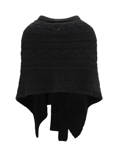Ermanno Scervino Cable-knit Cashmere Cape In Black