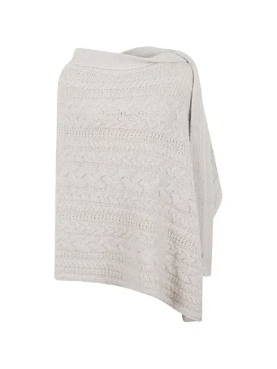 Ermanno Scervino Cable-knit Cashmere Poncho In Neutral