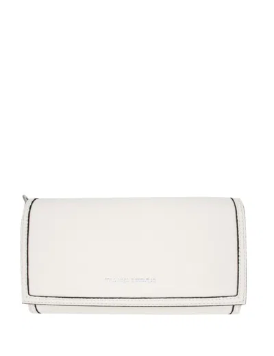 Ermanno Scervino Calf Leather Wallet With Detachable Shoulder Strap In White
