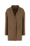 Ermanno Scervino Tailored Wool Blend Blazer With Belt And Pockets In Brown