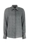 Ermanno Scervino Herringbone Shirt Adorned With Rhinestone Details In Gray