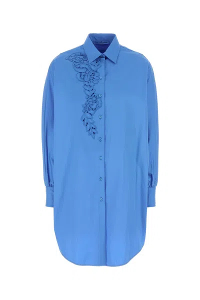 ERMANNO SCERVINO ERMANNO SCERVINO CERULEAN BLUE POPLIN OVERSIZE SHIRT
