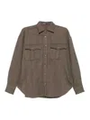 Ermanno Scervino Herringbone-pattern Flap-pocket Shirt In Brown
