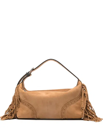 Ermanno Scervino Candy Duffle Fringed Buckle Tote Bag In Brown