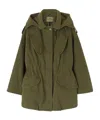 Ermanno Scervino Canvas Parka With Hood And Flared Sleeve In Green