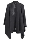 Ermanno Scervino Draped Cape With Ribbed Hem And Embroidery In Gray