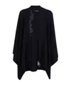 Ermanno Scervino Draped Cape With Embroidered Ribbed Texture In Blue