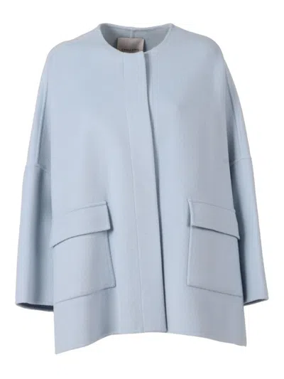 Ermanno Scervino Cape-style Coat With Integrated Scarf In Gray
