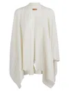 Ermanno Scervino Cozy Cable Knit Cape With Ribbed Hem In White