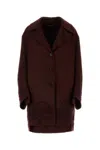 Ermanno Scervino Maroon Coat With Embroidered Motif In Deepmahog