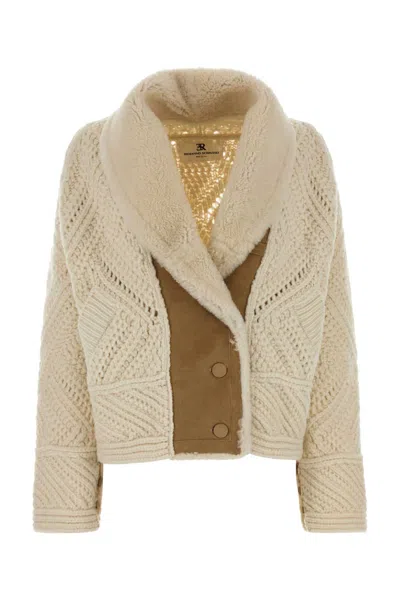 Ermanno Scervino Cappotto In Maglia In Neutral