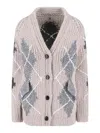 Ermanno Scervino Argyle-pattern Pocket Cardigan In Gray