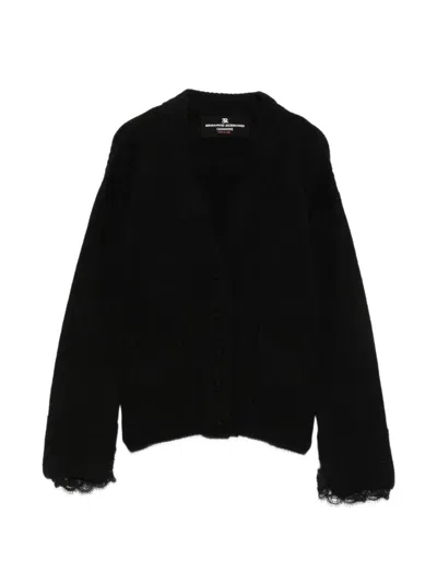 Ermanno Scervino Lace-trim Cashmere Cardigan In Black