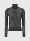 Ermanno Scervino Crystal Sweater Turtleneck Sheer Panels In Gray